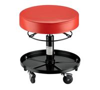 WilTec Tabouret de mécanicien - capacité Max. 150 kg - en Acier - Hauteur réglable 405-535 mm - sur 5 roulettes pivotantes 360° - Siège d’Atelier Ajustable