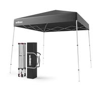 Wiltec Tonnelle de Jardin Pliante étanche - 2,5 x 2,5 x 2,7 m - Couleur Grise - avec Fermeture Centrale et Cadre Robuste - Tente Pavillon Gazebo de Fête Festivités Camping Réception