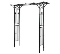 Wiltec Treillis Arc de Roses - 205 x 50 x 208 cm - en Acier - Support pour Plantes grimpantes et Roses - Arche Noire Treillage Espalier