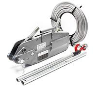WilTec Treuil à câble - Charge Max. 3200 kg - Longueur 20 m/Ø 16 mm - avec Goupille de sécurité et Crochet - Palan Cabestan pour Levage Traction dans Jardinage Sylviculture Bateau