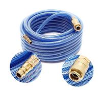 Wiltec Tuyau d’air comprimé PVC 10 m - Diamètre extérieur 12 mm - Flexible pneumatique pour compresseur - Gaine en tissu - Raccord rapide