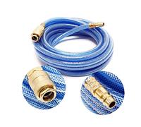 Wiltec Tuyau d’air comprimé PVC 5 m - Diamètre extérieur 12 mm - Flexible pneumatique pour compresseur - Gaine en tissu - Raccord rapide
