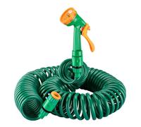 Wiltec Tuyau d’arrosage en spirale - Longueur 15 m - Extensible - avec Buse Multijets 5 modes - Flexible de jardin pour Maison et Jardin - Jardinage Arrosage