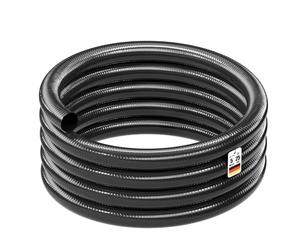 Wiltec Tuyau d'aspiration noir - 5 m/Ø 25 mm (1") / 250 g/m - avec Spirale de renforcement - Tube à pression souple en PVC - pour Arrosage Irrigation Jardinage Évacuation Refoulement