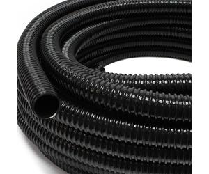 Wiltec Tuyau spiralé de refoulement aspiration - 25 m - Noir Flexible - Ø 32 mm (1 1/4") - avec Spirale de renforcement - évcuation, écoulement, drainage, arrosage sous pression