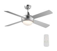 Wiltec Ventilateur de plafond silencieux 65 W, 4 pales, Ø 130 cm, max. 30 m², plafonnier intégré, brasseur d’air avec lampe lustre luminaire