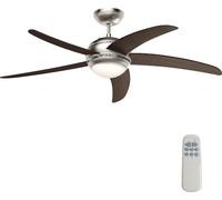 Wiltec Ventilateur de plafond silencieux 70 W, 5 pales, Ø 136 cm, max. 18 m², plafonnier intégré, brasseur d’air avec lampe lustre luminaire
