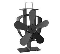 WilTec Ventilateur de poêle à bois - 5 Pales - 1100 tr/min - 50-300 °C - Autoalimentation thermique par Chaleur Sans courant - Distribution homogène de chaleur de cheminée