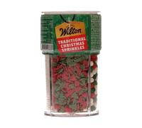 Wilton 4-in-1 Sprinkle Mix Traditional Christmas - Rouge, Vert & Blanc Décorations Sucre Festives pour Gâteaux, Cupcakes & Biscuits, 4 Variétés en Un Contenant Twist-Top - 100g