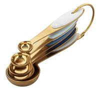 Wilton Cuillères à Mesurer Inox Or 5 Pièces : Cuillères Doseuses en Acier Inoxydable avec Poignées en Silicone pour Pâtisserie et Cuisine - Set de 5
