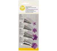 Wilton Douille Patisserie #109, #129, #190, #125 pour Poche à Douille - Outil de Décoration pour Gâteaux, Biscuits, Muffins, Churros - Réutilisable et Compatible Lave-Vaisselle - Lot de 4