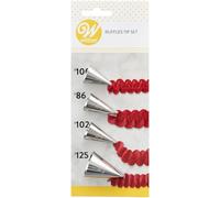 Wilton Douilles à Pâtisserie Set Rufflés #86, #100, #102, #125, Douilles Professionnelle Métallique Buse de Glaçage Réutilisable pour la Décoration de Gateaux, Muffins et de Cupcakes