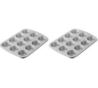 Wilton Recipe Right Moule à Muffins et Cupcakes Antiadhésif, Idéal Pour Cupcakes Et Muffins Standard Ø 5 cm, Passe au Lave Vaisselle, 12 Cavités - 37 x 27 cm (Lot de 2)