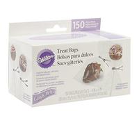 Wilton Sacs de Gâteries et Rubans Lot de 150, Sachets Transparents et Rubans pour Chocolat, Bonbons, Pralines, Sucettes, Cake Pops - 150 Stück
