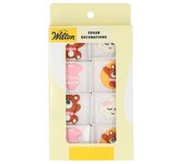 Wilton Sugar Decorations Baby Bliss Pink Set/8: Décors Sucrés: Oursons, Nuages, Grenouillères et Ours sur la Lune, Parfait pour Décorer Cupcakes, Biscuits et Gâteaux, Decoration comestible gateau