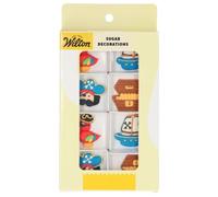 Wilton Sugar Decorations Pirates & Parrots Set/8: Décors Sucrés Pirates, perroquets, navires et coffres au trésor, Parfait pour Décorer Cupcakes, Biscuits et Gâteaux, Decoration comestible gateau