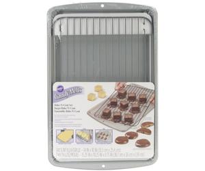 Wilton Wilton Set à Enrobage Chocolats, 2-Teilig, Grille de Refroidissement et Cuisson pour Biscuits, Chocolat et Candy melts - Contenu : Moule à pâtisserie et grille, Acier
