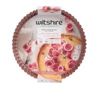 Wiltshire Moule à quiche et tarte rond en or rose, sans PFOA, revêtement antiadhésif, moule à pâtisserie circulaire avec base amovible, ustensiles de cuisson en tôle d'acier, 24 x 24 x 3,5 cm