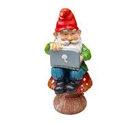 WINBST Figurine de Nain de Jardin, Nain avec Gnomes Télécommandés, Mini Nain de Jardin avec Ordinateur Portable, Gnome avec Arme pour Maison de Poupée Jardin Décoration Accessoires pour Intérieur et