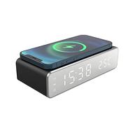 WINBST - Réveil numérique avec station de charge sans fil, chargeur sans fil 5 W avec affichage de la température, compatible avec Android et iOS