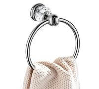 Wincase Argent Porte-Serviette Simple Support, Accessoires de Salle de Bain en Alliage de Zinc Construction Mural avec Base de Cristal Finition Chrome, Alliage, Silver, Towel Ring