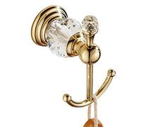 WINCASE européenne Barre de Serviette de Porte-Serviettes Simple Rail, Or Poli Finition en Alliage de Zinc Construction pour Salle de Bain avec Pied Cristal à Fixation Murale Moderne Robe Hook doré