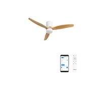WIND CALM CONCRETE M - Ventilateur de plafond 40W silencieux Ø132cm 100 % bois avec un boîtier en plâtre personnalisable avec eclaraige avec wifi