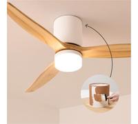 WIND CALM CONCRETE - Ventilateur De Plafond 40W Silencieux Ø132cm 100 % Bois Avec Un Boîtier En Plâtre Personnalisable Télécommande
