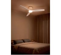 CREATE / WIND CALM CUSTOM RATTAN/Ventilateur de plafond avec lumière en rotin foncé, pales en bois naturel blanc avec télécommande / 40W, Silencieux, Ø132 cm, double lumière, 6 vitesses, lumière LED 3