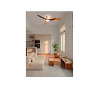 WIND CALM CUSTOM RATTAN - Ventilateur de plafond silencieux 40 W Ø 132 cm 100 % bois avec éclairage LED dans le corps et la lampe