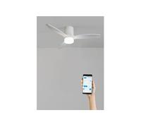 CREATE / WINDCALM LINE/Ventilateur de plafond blanc avec lumière, Wifi et télécommande, lignes verticales / 40W, Ø132 cm, 6 vitesses, 3 températures de lumière, minuterie, fonction été-hiver