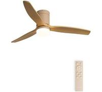 CREATE / WINDCALM M/Ventilateur de plafond ABS avec lumière sable, pales effet bois clair et télécommande / 40W, Silencieux, Ø132 cm, 6 vitesses, 3 températures de lumière, fonction été-hiver