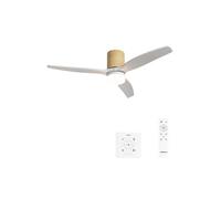 CREATE / WINDCALM M/Ventilateur de plafond ABS avec lumière effect bois clair pales blanches avec contrôleur et télécommande / 40W, Minutere, Ø132 cm, 3 températures de lumière, fonction été-hiver