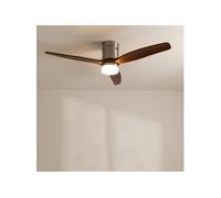 CREATE / WINDCALM M/Ventilateur de plafond ABS avec lumière Wifi et télécommande noir pales effet bois clair / 40W, Silencieux, Ø132 cm, 6 vitesses, minuterie, été-hiver, double hauteur, moteur DC
