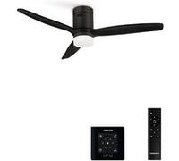 WIND CALM NATURAL WOOD M - Ventilateur de plafond 40W silencieux 100% bois avec eclaraige avec contrôleur mural Noir G