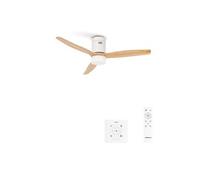 CREATE / WINDCALM NATURAL WOOD M/Ventilateur de plafond avec lumière blanc pales bois clair avec contrôleur mural et télécommande / 40W, Minuterie, Ø132 cm, 3 températures de lumière