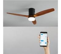 WIND CALM NATURAL WOOD M - Ventilateur de plafond 40W silencieux 100% bois avec eclaraige avec wifi Bois sombre G