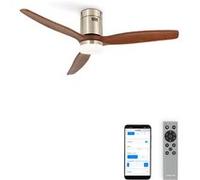 WIND CALM NATURAL WOOD M - Ventilateur de plafond 40W silencieux 100% bois avec eclaraige avec wifi Bois sombre G