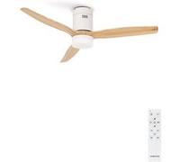 WIND CALM S - Ventilateur de plafond silencieux 40W avec pales techniques en ABS Ø112 avec eclaraige sans wifi Bois clair G