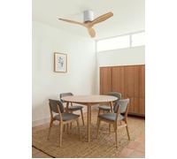 CREATE / WINDCALM S/ Ventilateur de plafond ABS blanc avec pales effet bois clair, contrôleur et télécommande / 40W, Minuterie, Ø112 cm, fonction été-hiver