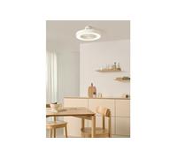 WIND CLEAR EASY - Ventilateur De Plafond Silencieux 40W Ø50 Cm Avec Pales Dissimulées Et Lumière LED Contrôleur Mural + Télécommande & Avec Lumière & Blanc & S (Ø50cm) (pièces ≤10m²)