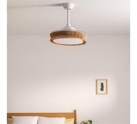 WIND CLEAR RATTAN - Ventilateur De Plafond Silencieux 40W Ø108cm Lames Rétractables Avec Éclairage LED De 36W Télécommande