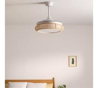 WIND CLEAR RATTAN - Ventilateur De Plafond Silencieux 40W Ø108cm Lames Rétractables Avec Éclairage LED De 36W Télécommande