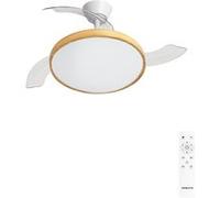WIND CLEAR STUDIO M - Ventilateur de plafond 40W silencieux avec pales rétractables et eclaraige LED, Ø108 cm avec eclaraige sans wifi Transparent G