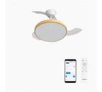WIND CLEAR STUDIO S - Ventilateur de plafond 40W silencieux avec pales rétractables et eclaraige LED, Ø91cm avec eclaraige avec wifi Transparent G