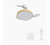 WIND CLEAR STUDIO S - Ventilateur de plafond 40W silencieux avec pales rétractables et eclaraige LED, Ø91cm avec eclaraige avec contrôleur mural Transparent G