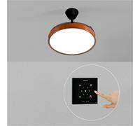 CREATE / WIND CLEAR STUDIO M/Ventilateur de plafond avec lumière noir et bois foncé avec commande murale et télécommande / 40W, Ø108 cm, pales rétractables, 3 températures de lumière
