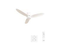 WIND LITE M - Ventilateur de plafond silencieux 40W Ø132 cm adapté pour l'intérieur et l'extérieur avec eclaraige avec contrôleur mural
