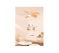 WIND RATTAN - Ventilateur De Plafond Silencieux 40W Ø132cm Télécommande & M (Ø132cm) (pièces 10m²-25m²) & Avec Lumière & Rotin