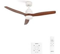 WIND STYLANCE M - Ventilateur de plafond 40W silencieux 100% bois Ø 132 cm avec eclaraige avec contrôleur mural Blanc G